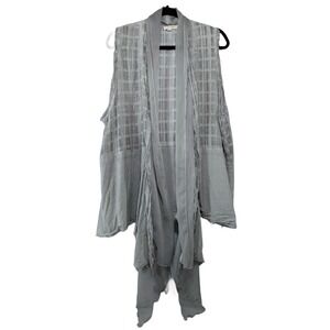 Song N Spirit Asymmetrical Cardigan Women's XXL Gray Layered Boho Lagenlook